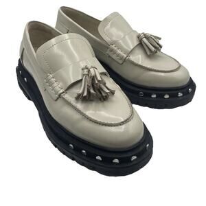 Free People Teagan Tassel Loafers Size 7 Antique White Studded Academia Grunge